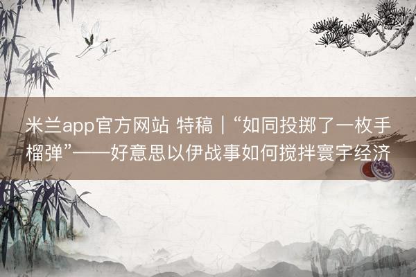 米兰app官方网站 特稿｜“如同投掷了一枚手榴弹”——好意思以伊战事如何搅拌寰宇经济